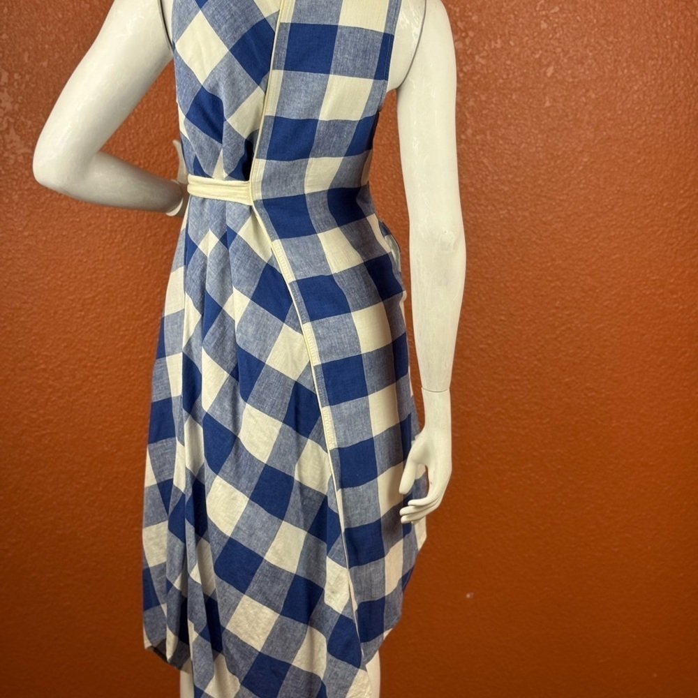 Maeve Blue and White Asymmetrical Wrap Sundress Size XSP. A14 - Picture 11 of 16